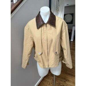 NWT Fabrique Lilla Litkovska Barn Coat brown leather collar XS